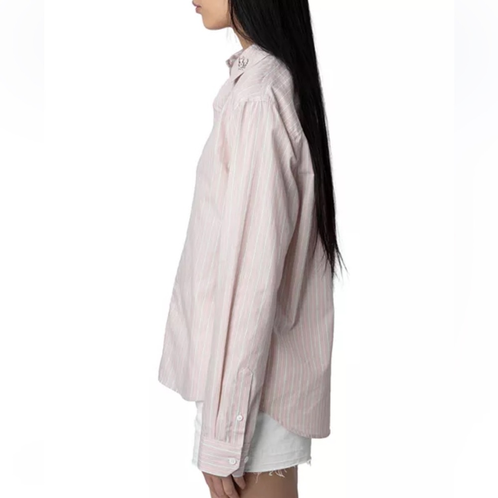 Zadig & Voltaire Sydna Raye Cool Cat Cotton Shirt NET's Tags Sz S Girlhood Core - Picture 15 of 15
